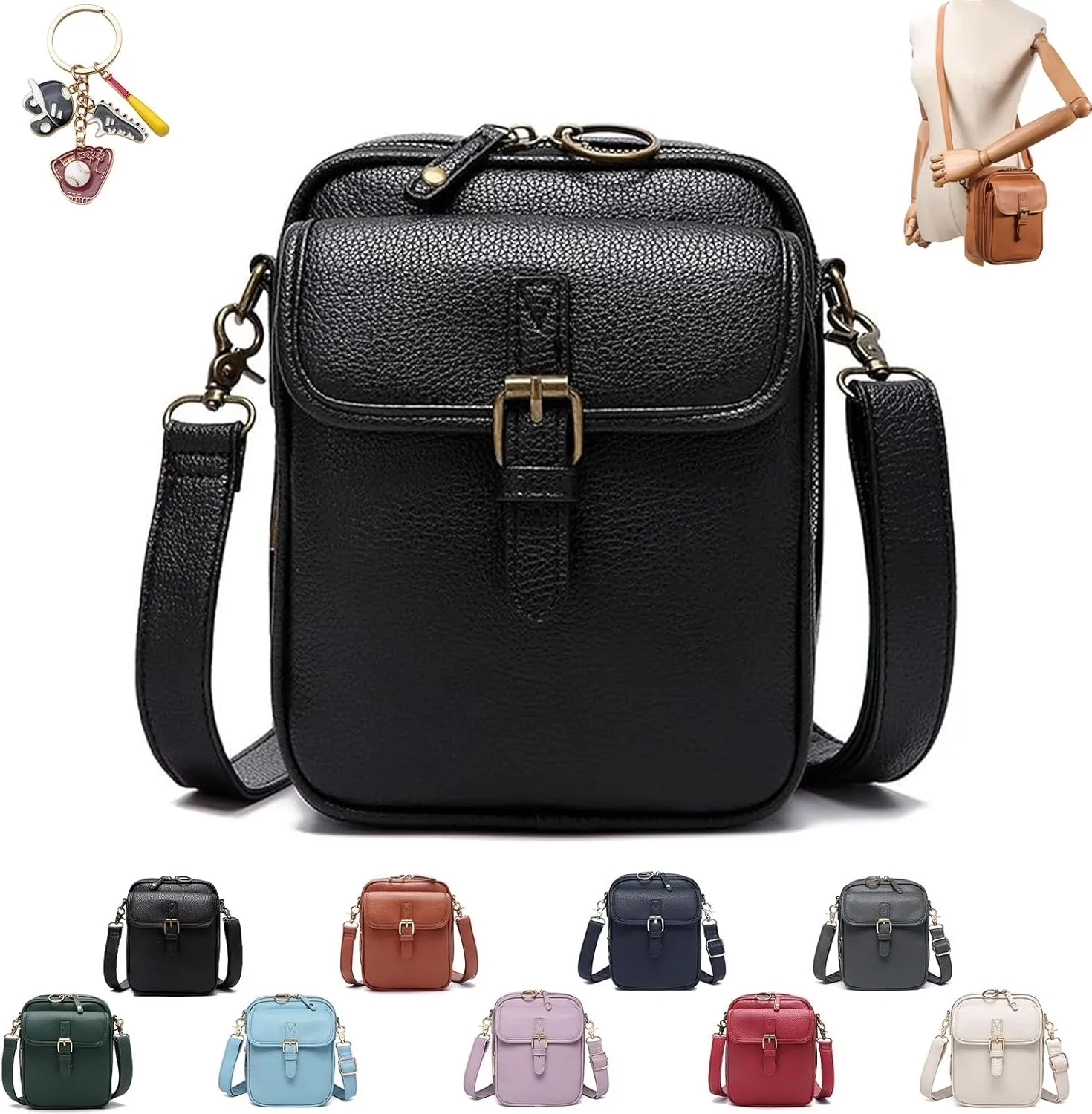 Urvash Crossbody Leather Bag for Women, Adjustable Shoulder Strap, Multi-Slot Multifunctional Large Capacity Bags