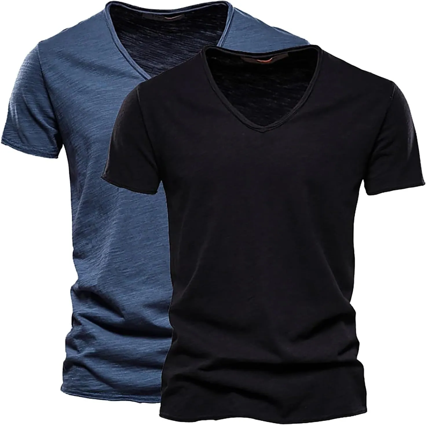 V Neck Shirts for Men Cotton Short Sleeve 2 Pc Dry Fit Casual Summer Fashion T-Shirts Big and Tall Stylish Beach Tshirts