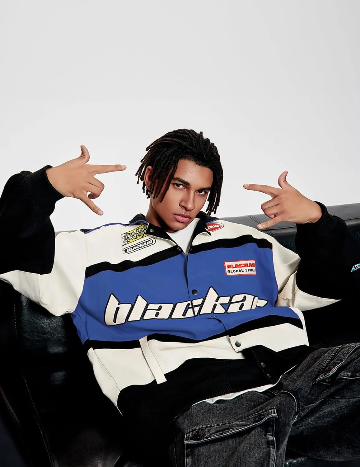 Vamtac Mens Varsity Baseball Jacket Bomber Cotton Vintage Racing Coats Streetwear with Pocket