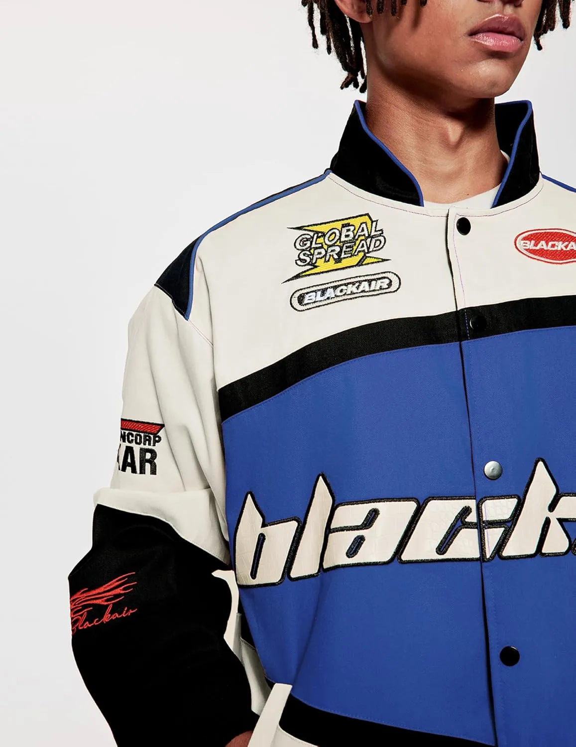Vamtac Mens Varsity Baseball Jacket Bomber Cotton Vintage Racing Coats Streetwear with Pocket