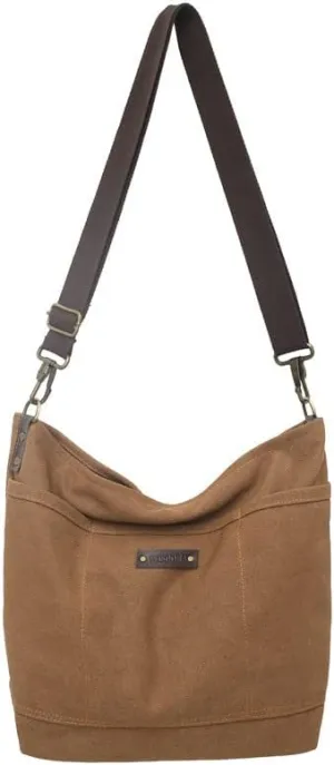 Vintage Canvas Messenger Bag for Men Grunge Crossbody Bag with Leather Label Retro Casual Purse Preppy Stuff (Brown)