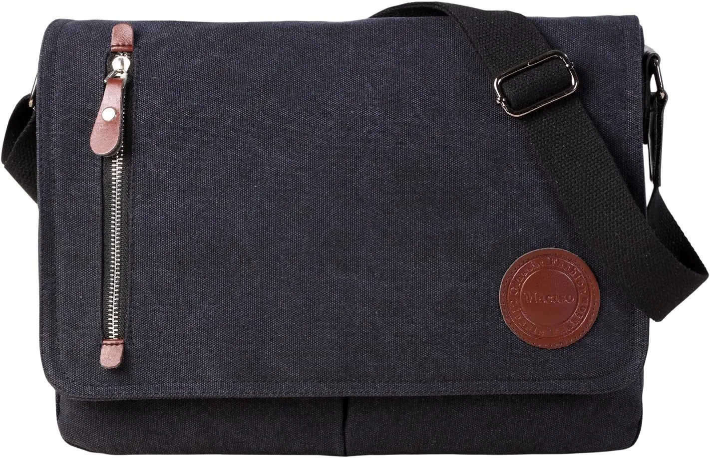 Vintage Canvas Satchel Messenger Bag for Men Women,Travel Shoulder bag 13.5" Laptop Bags Bookbag (Black)