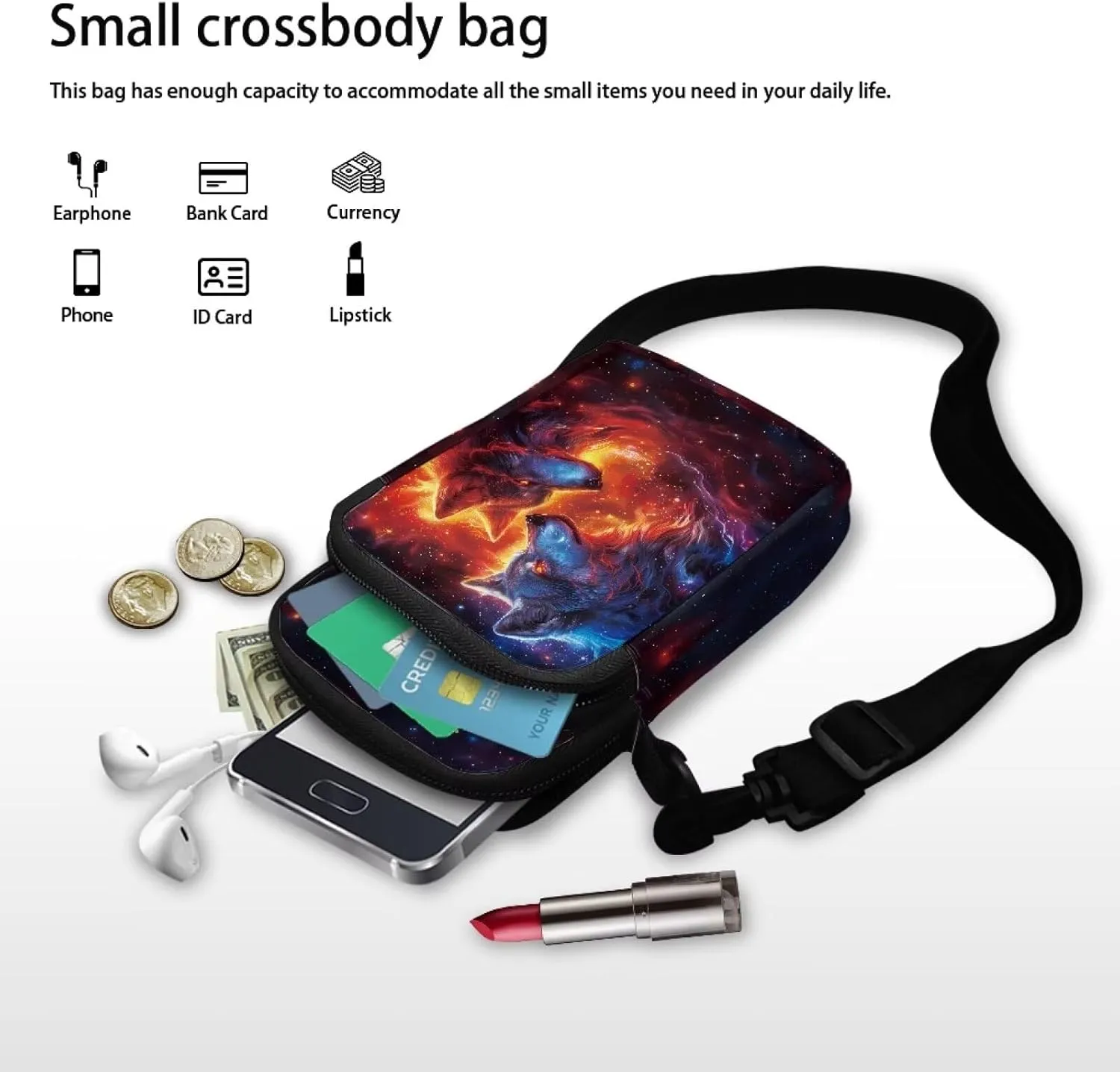 Vintage Crossbody Phone Bag for Women, Small Shoulder Purse and Handbag with Adjustable Strap