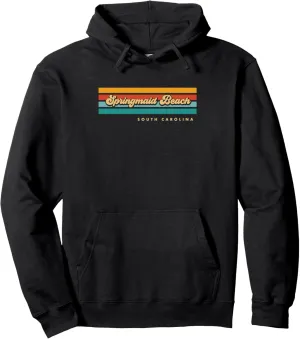 Vintage Sunset Stripes Springmaid Beach, South Carolina Pullover Hoodie