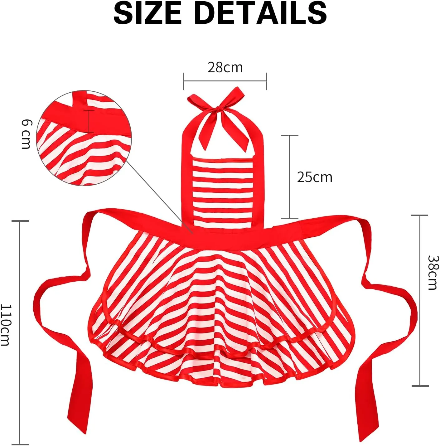 Violet Mist Cute Lovely Retro Aprons for Women Girls Ladies Sexy Vintage Aprons Christmas Apron Red Striped Vintage 50s Apron kawaii Cooking Kitchen Ruffle Apron for Housewife Waitress Mother's Gift