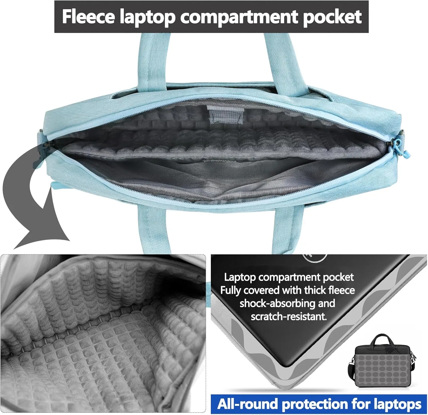 VODIU 14 15.6 16 inch Laptop Case, Basics Laptop Bag with Compartment, Carrying Briefcase Messenger Bag with Strap,Pocket