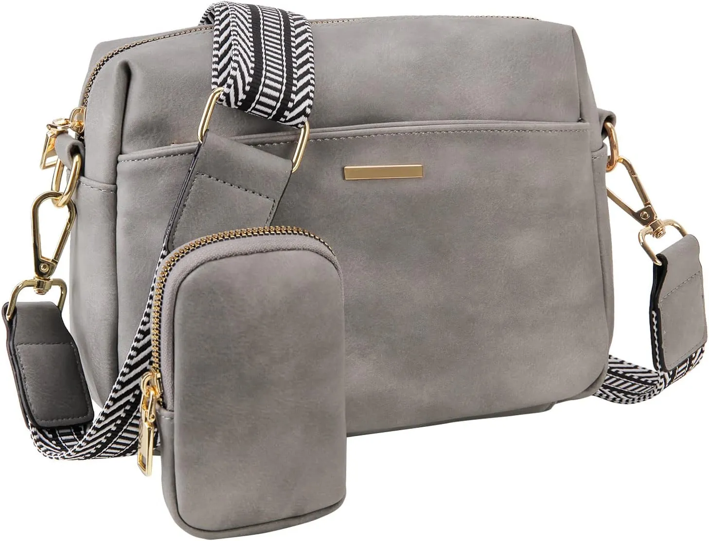 VX VONXURY Small Crossbody Bags for Women, Vegan Soft Pu Leather Triple Zipper Purse Handbags