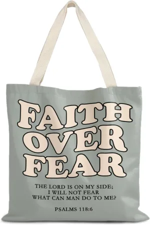 Walk by Faith Christian Canvas Tote Bags for Women, Christian Gifts for Women Faith, Bible Verse Gifts