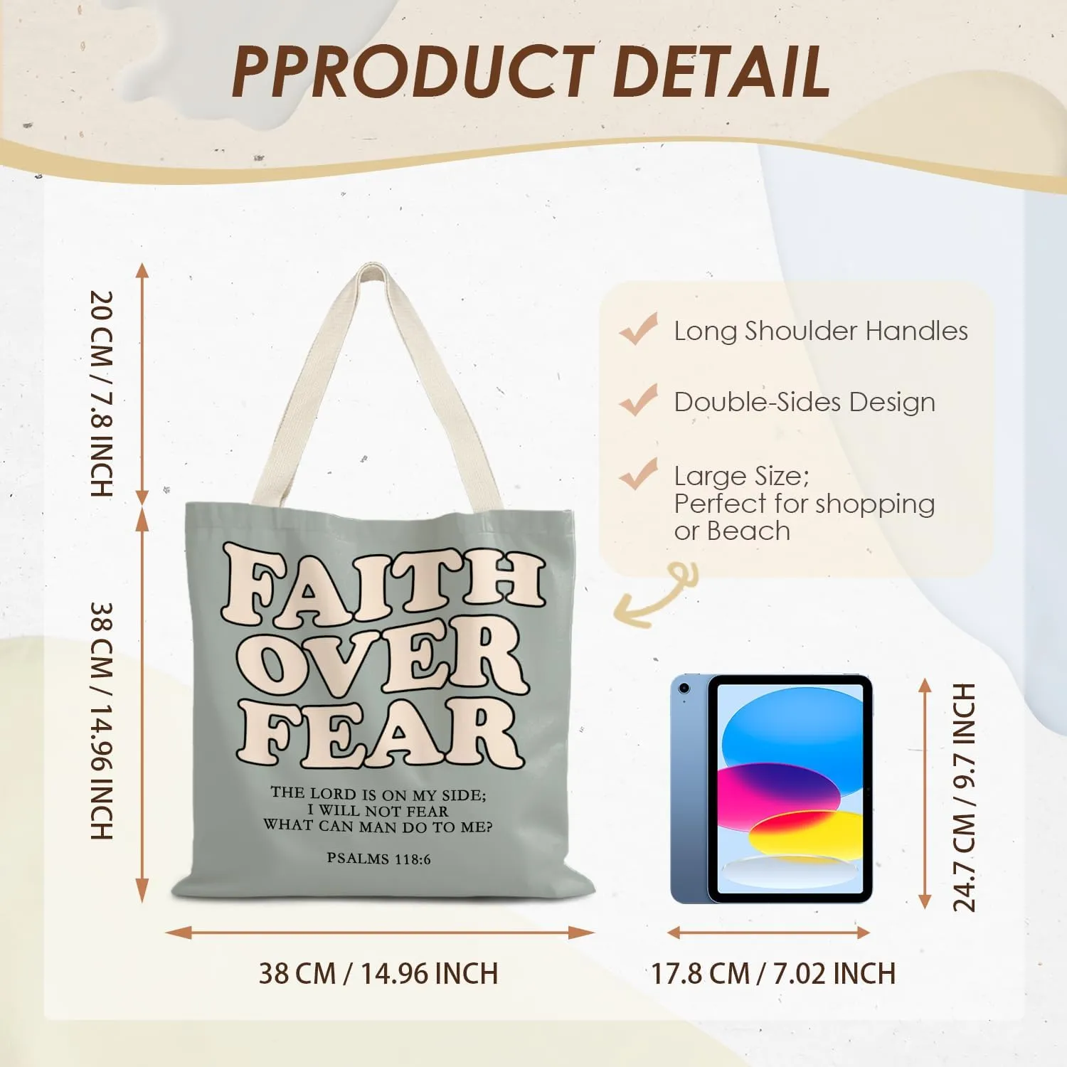 Walk by Faith Christian Canvas Tote Bags for Women, Christian Gifts for Women Faith, Bible Verse Gifts