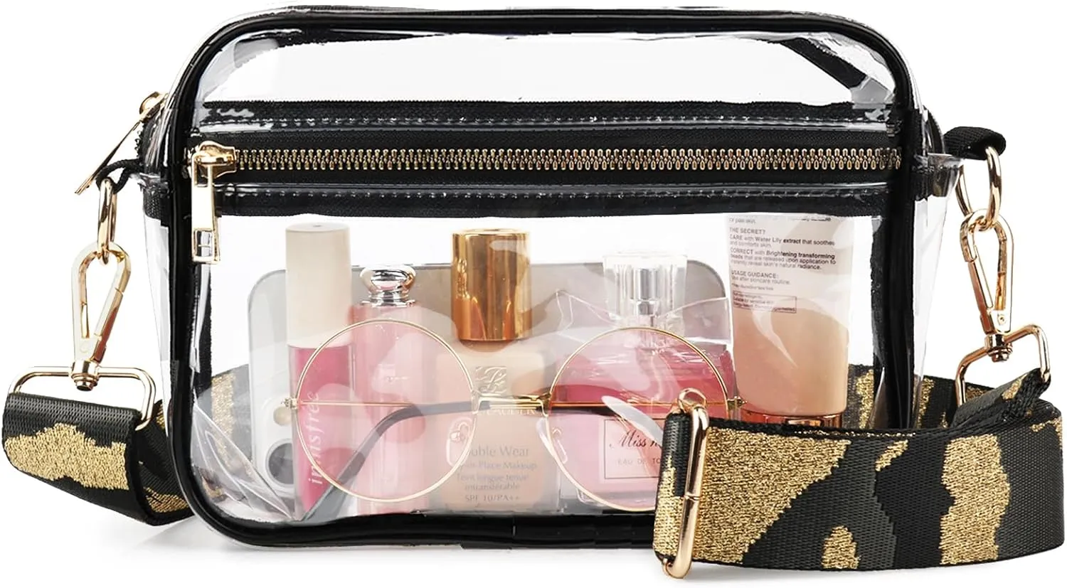 WEDDINGHELPER Clear Crossbody Bag, Clear Bag Stadium Approved Clear Purse with Adjustable Strap for Sports Concerts Festivals