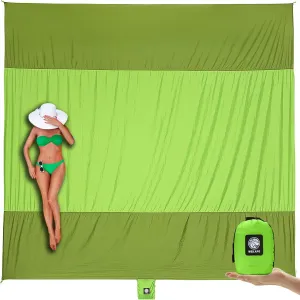 WEKAPO Beach Blanket Sandproof Waterproof, Extra Large Beach Mat, Oversized & Compact Sand Free Mat Quick Drying, Lightweight & Durable with 6 Stakes & 4 Corner Pockets
