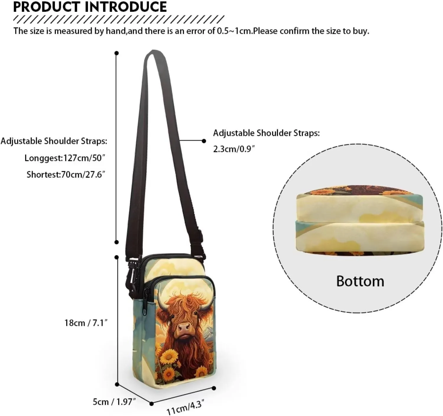 WELLFLYHOM Cell Phone Purse Women Crossbody Bag Canvas Messenger Pouch Travel Wallet