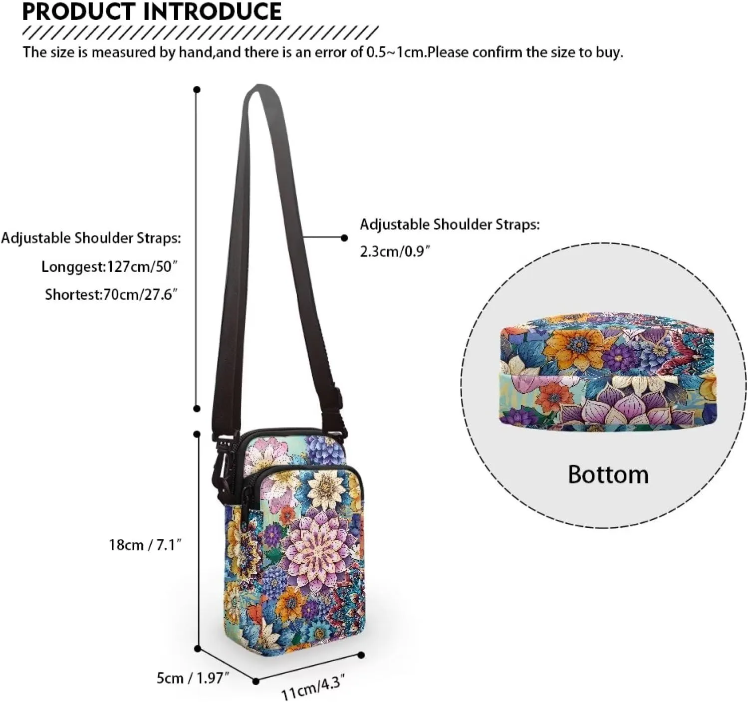 WELLFLYHOM Cell Phone Purse Women Crossbody Bag Canvas Messenger Pouch Travel Wallet
