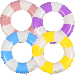 Wettarn 4 Pcs Pool Tubes with Fun Prints Inflatable Floats Swimming Toys Classic Striped Inner Tubes for Pool Bachelorette Floaties for Summer Beach Party Decor Supplies(Stylish Style,Age 16)