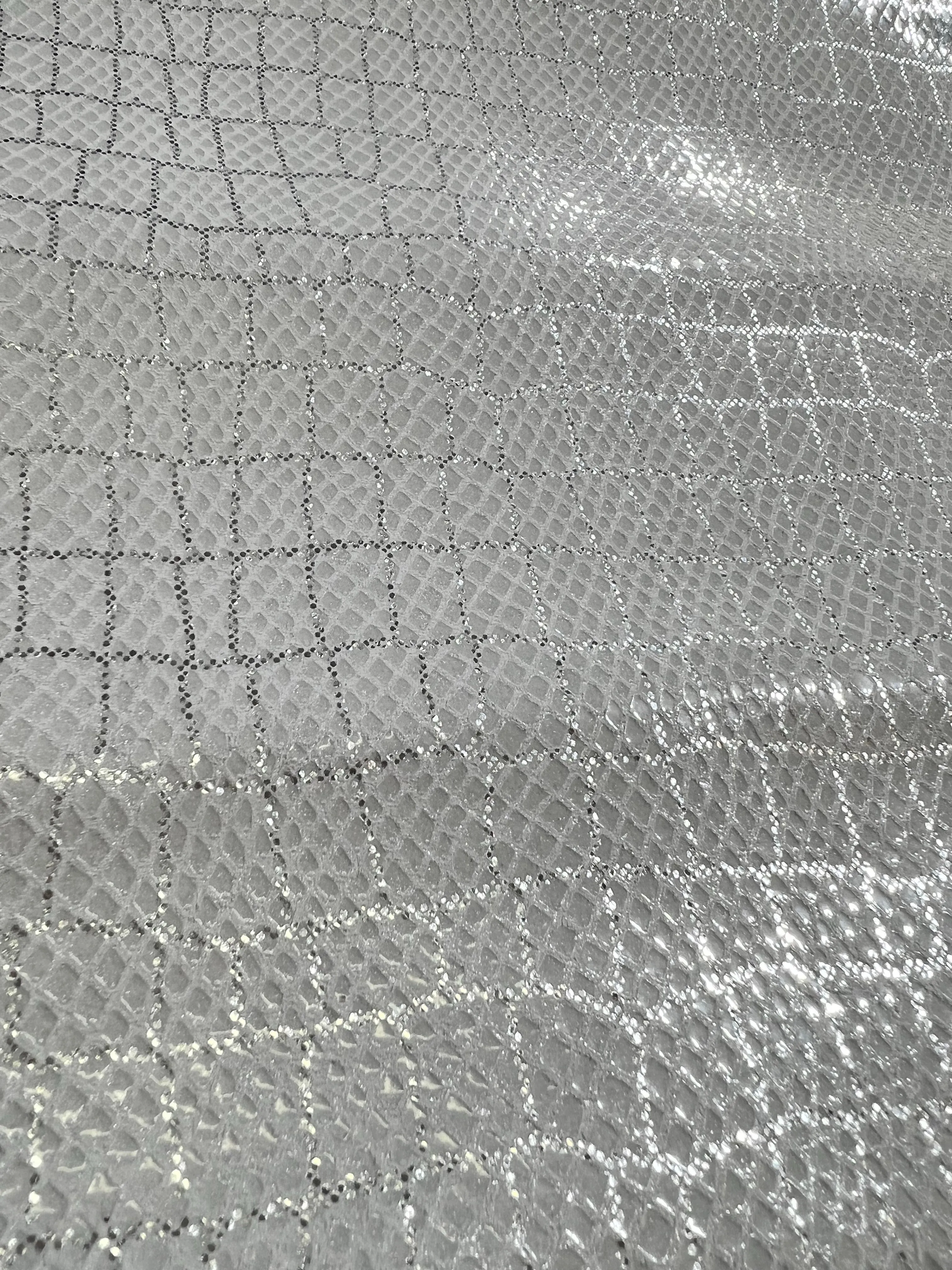 White and silver scale print foil - cowhide