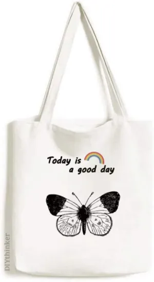 White Wings Butterfly Specimen Tote Canvas Bag Craft Washable Fashion Shopping Handbag