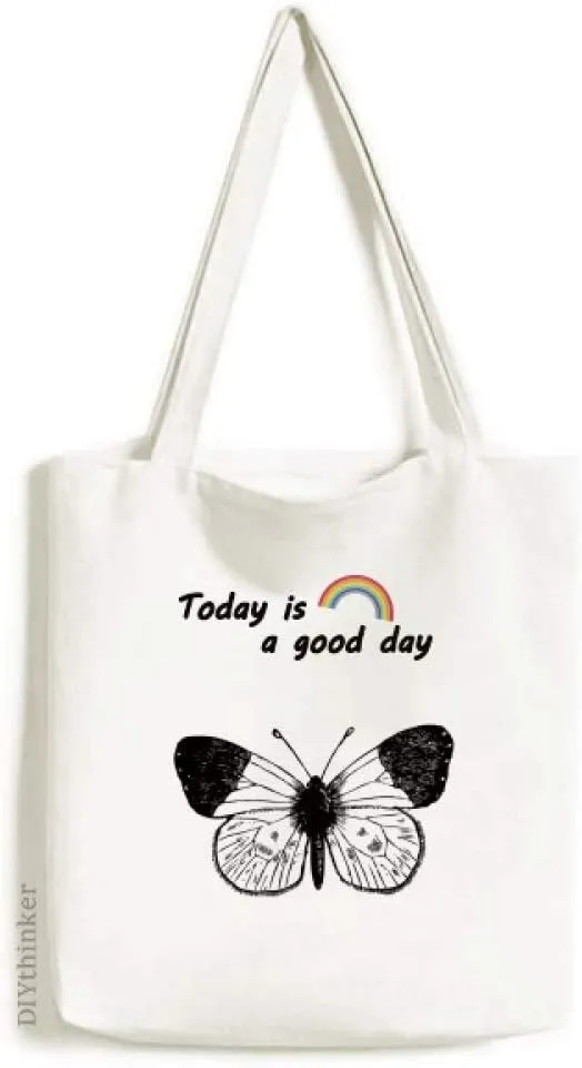 White Wings Butterfly Specimen Tote Canvas Bag Craft Washable Fashion Shopping Handbag