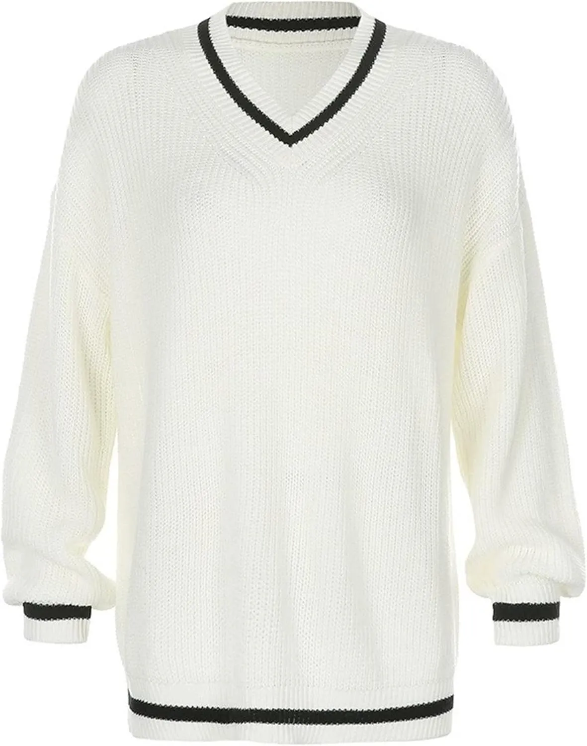 Winter 90s Grunge Aesthetic Streetwear Sweater Retro Y2k Vintage Gothic Loose Women Knit Pullover Striped Jumper