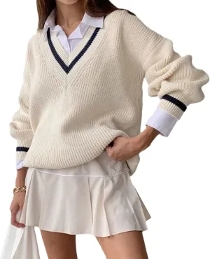 Winter 90s Grunge Aesthetic Streetwear Sweater Retro Y2k Vintage Gothic Loose Women Knit Pullover Striped Jumper