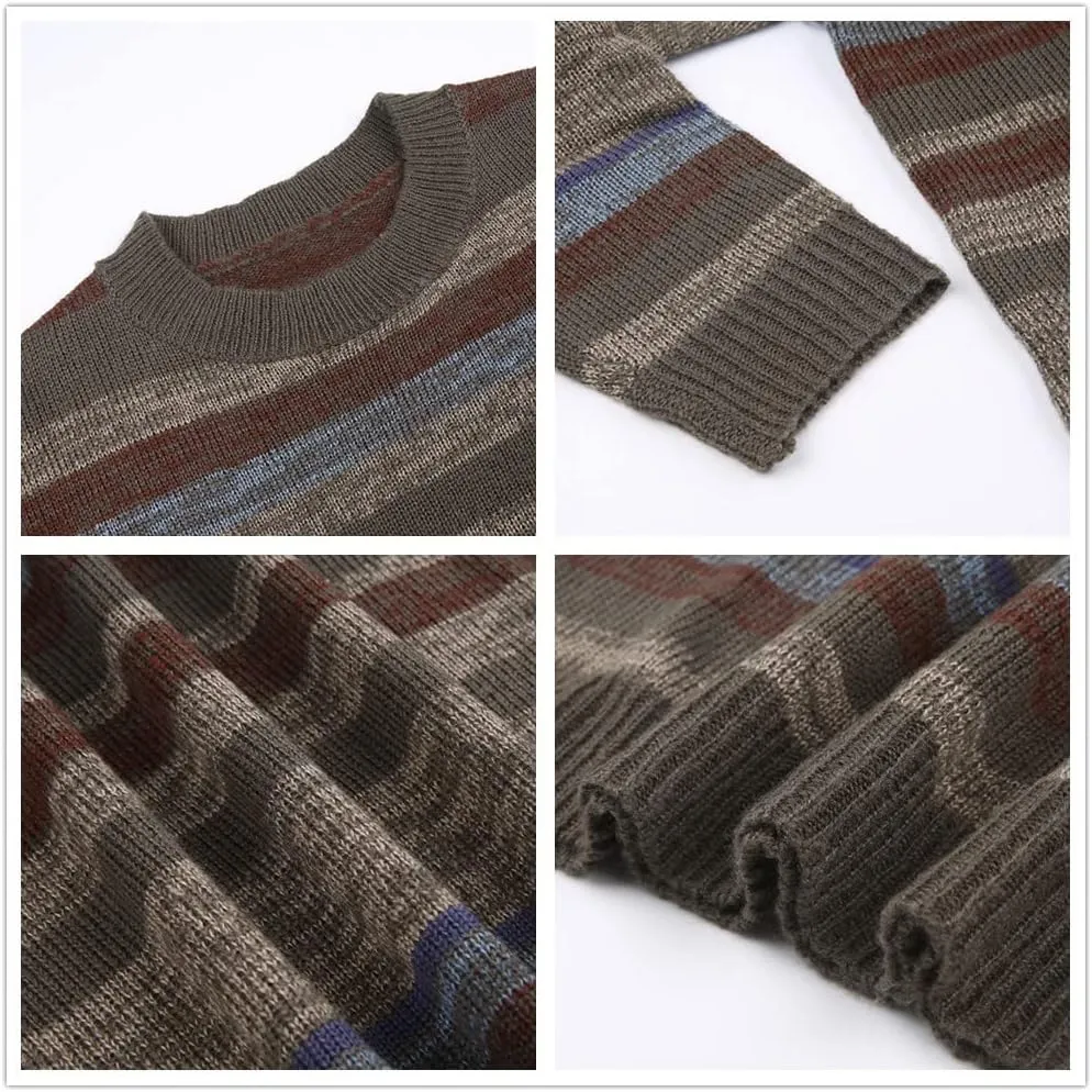 Winter 90s Grunge Aesthetic Streetwear Sweater Retro Y2k Vintage Gothic Loose Women Knit Pullover Striped Jumper