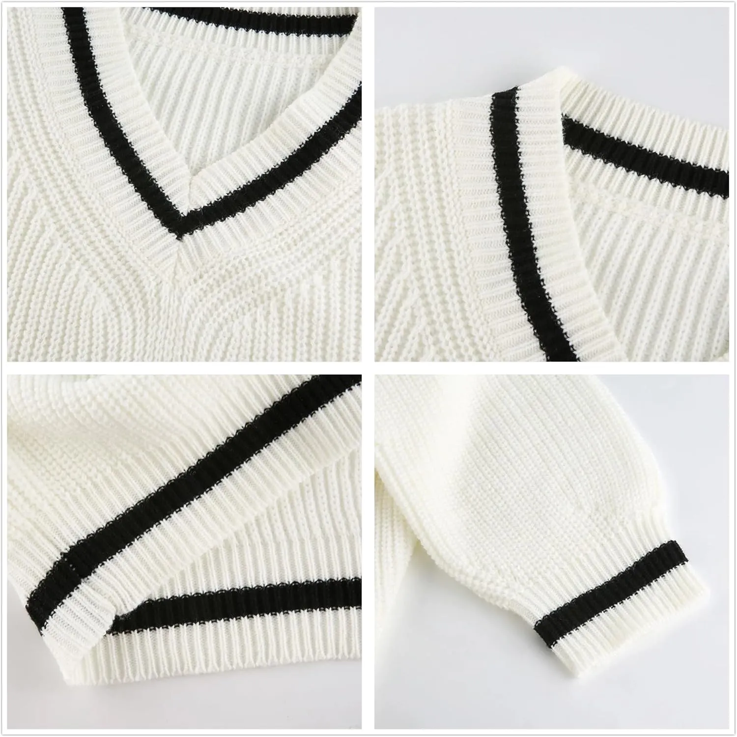 Winter 90s Grunge Aesthetic Streetwear Sweater Retro Y2k Vintage Gothic Loose Women Knit Pullover Striped Jumper