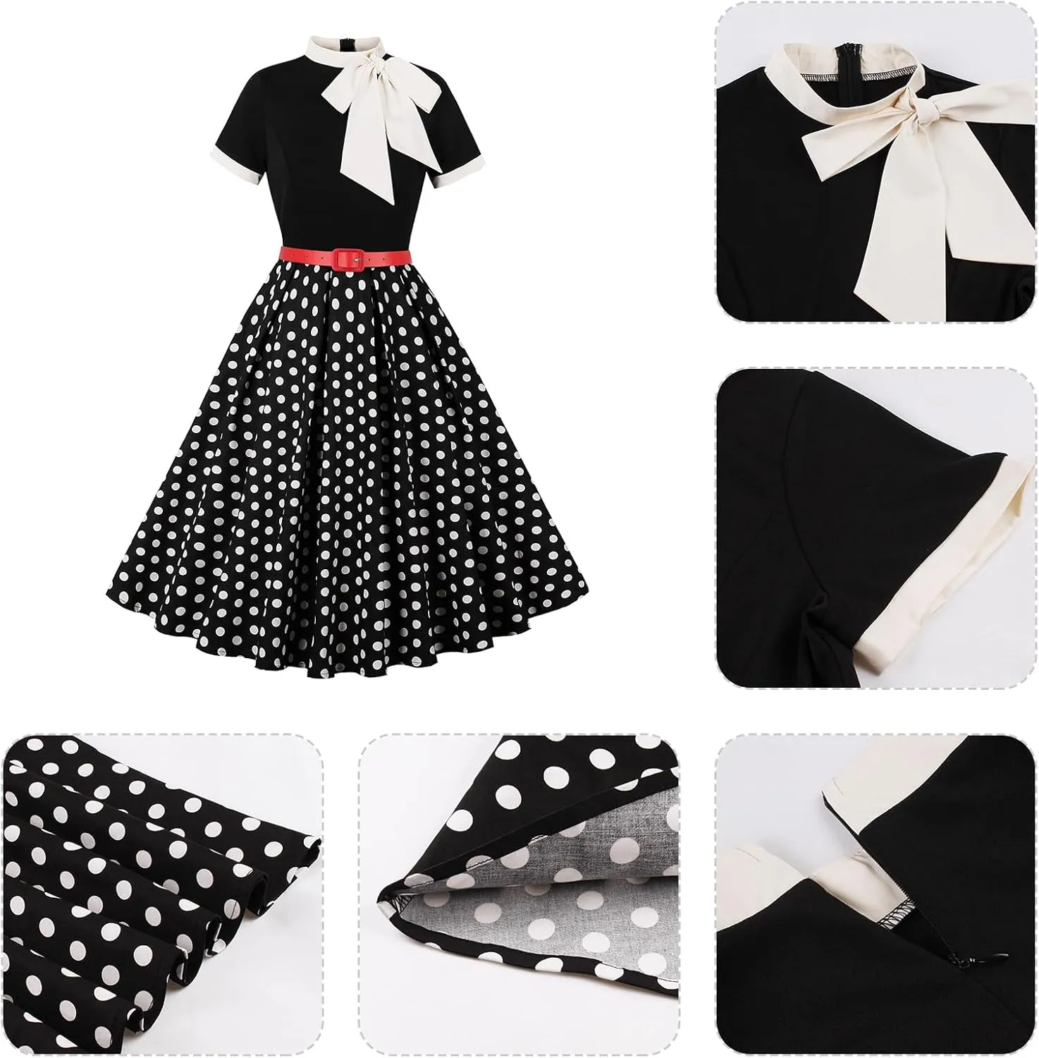 Women 1950s Vintage Floral Cocktail Swing Dress 50s Short Sleeve Audrey Hepburn Rockabilly Prom Dress A Line Tea Party Dress