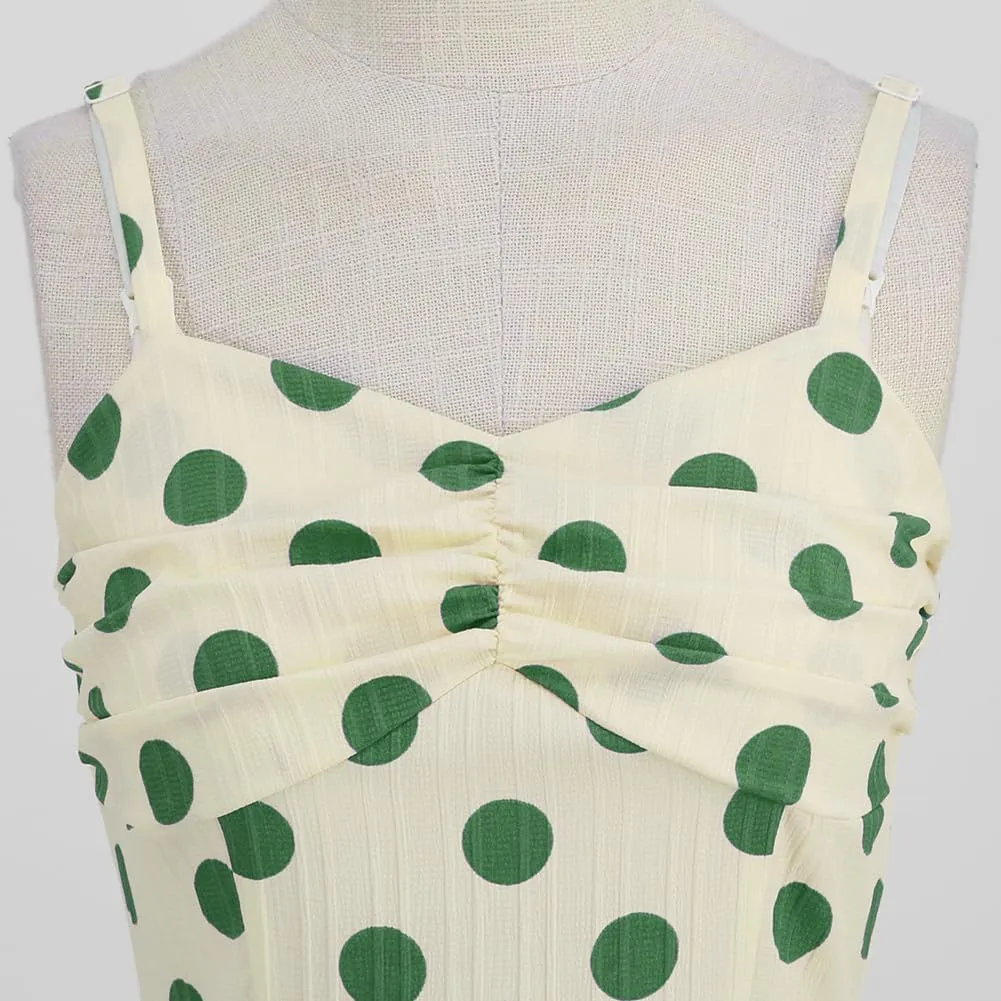 Women 50s Vintage Polka Dot Halter Cocktail Swing Dress Buttons Floral 1950s Rockabilly Audrey Hepburn Prom Tea Party Dress