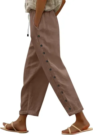 Women Elastic Waisted Drawstring Pants Pants Elastic Waist Pants Gauze Pants Women Womens Pants Lightweight White