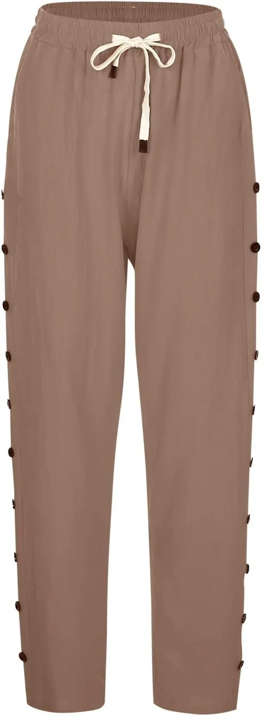 Women Elastic Waisted Drawstring Pants Pants Elastic Waist Pants Gauze Pants Women Womens Pants Lightweight White