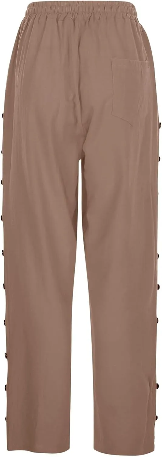 Women Elastic Waisted Drawstring Pants Pants Elastic Waist Pants Gauze Pants Women Womens Pants Lightweight White