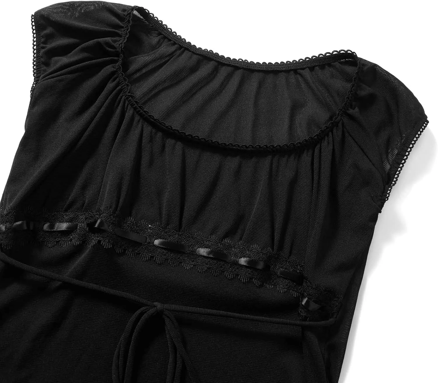 Women Fairy Grunge Y2k Shirts See Through Square Neck Lace Patchwork Tops Vintage Goth Aesthetic Clothing