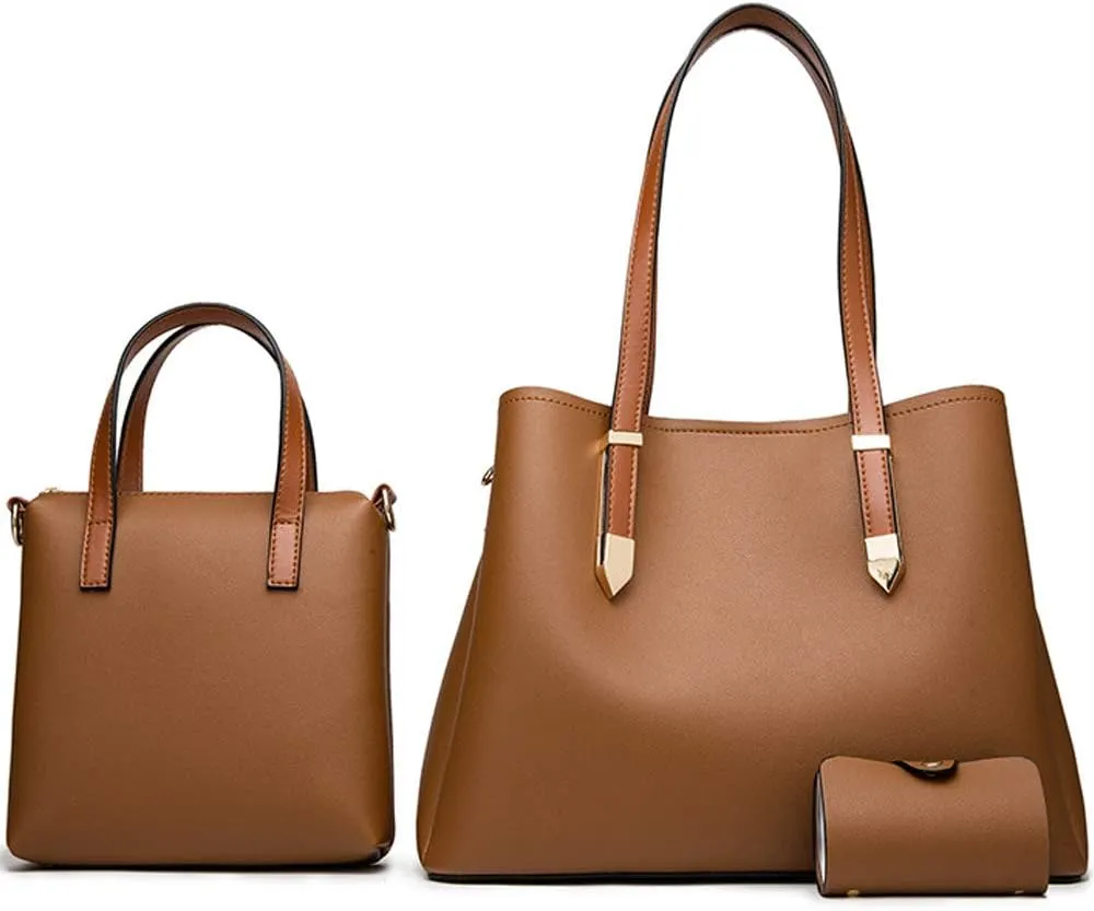 Women Fashion Handbags Tote Bag Shoulder Bag Messenger Bag Card Holder 3 Pcs Set