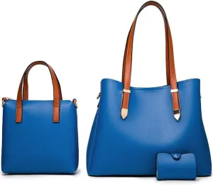 Women Fashion Handbags Tote Bag Shoulder Bag Messenger Bag Card Holder 3 Pcs Set