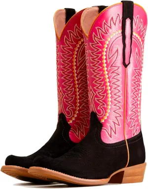 Women Mid Calf Cowboy Boots Embroidered Square Toe Chunky Heel Western Boots Calf High Two Tone 2” Stacked Heel Cowgirl Calf Boots Patchwork Matte Suede Pull On Wide Calf 4-11 M US