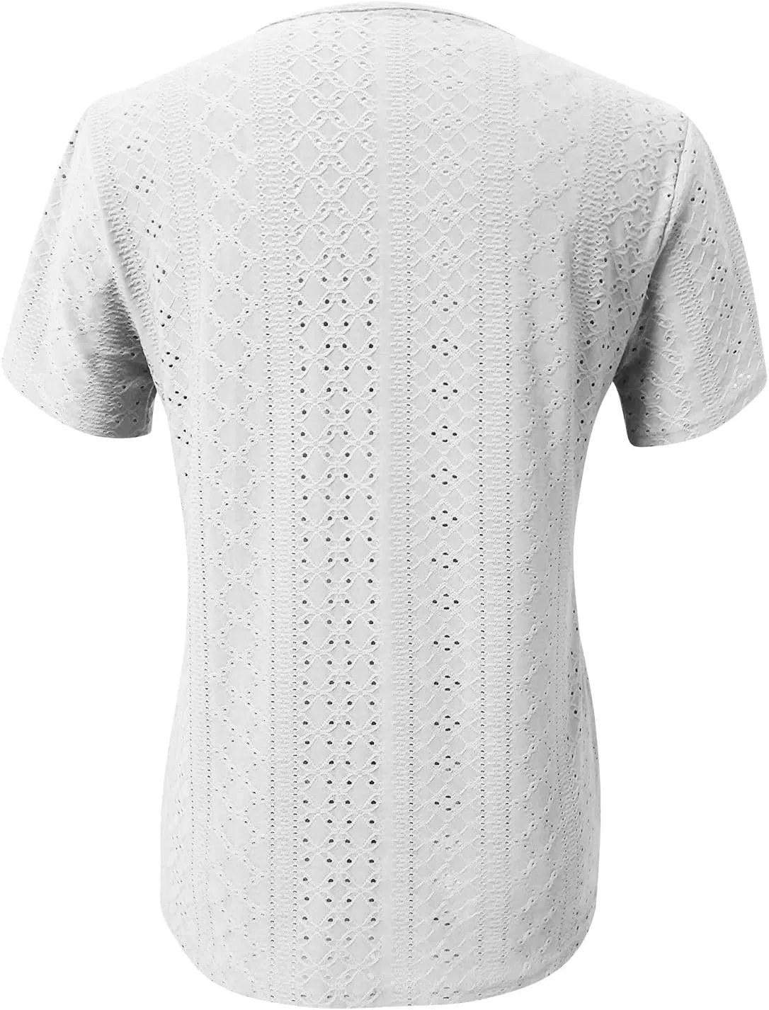 Women Petal Short Sleeve V Neck T Shirts Loose Summer Casual Solid Tops T-Shirt Tunics Eyelet Fashion Design Blouse