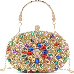 Women Rhinestone Evening Clutch Purse Bag Bling Glitter Sparkly Diamond Tote Bag Crystal Wedding Party Bag