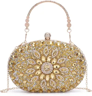 Women Rhinestone Evening Clutch Purse Bag Bling Glitter Sparkly Diamond Tote Bag Crystal Wedding Party Bag