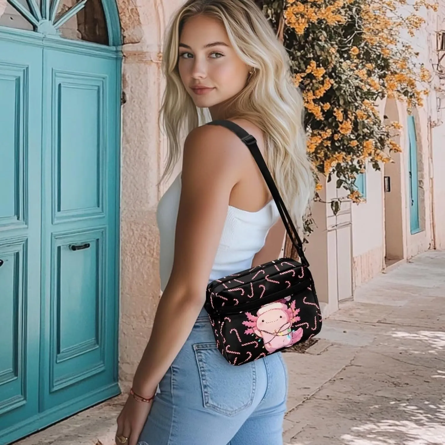 Women Shoulder Handbag Roomy Multiple Pocket Bag Crossbody Purse Fashion Messenger Bag with Adjustable Straps