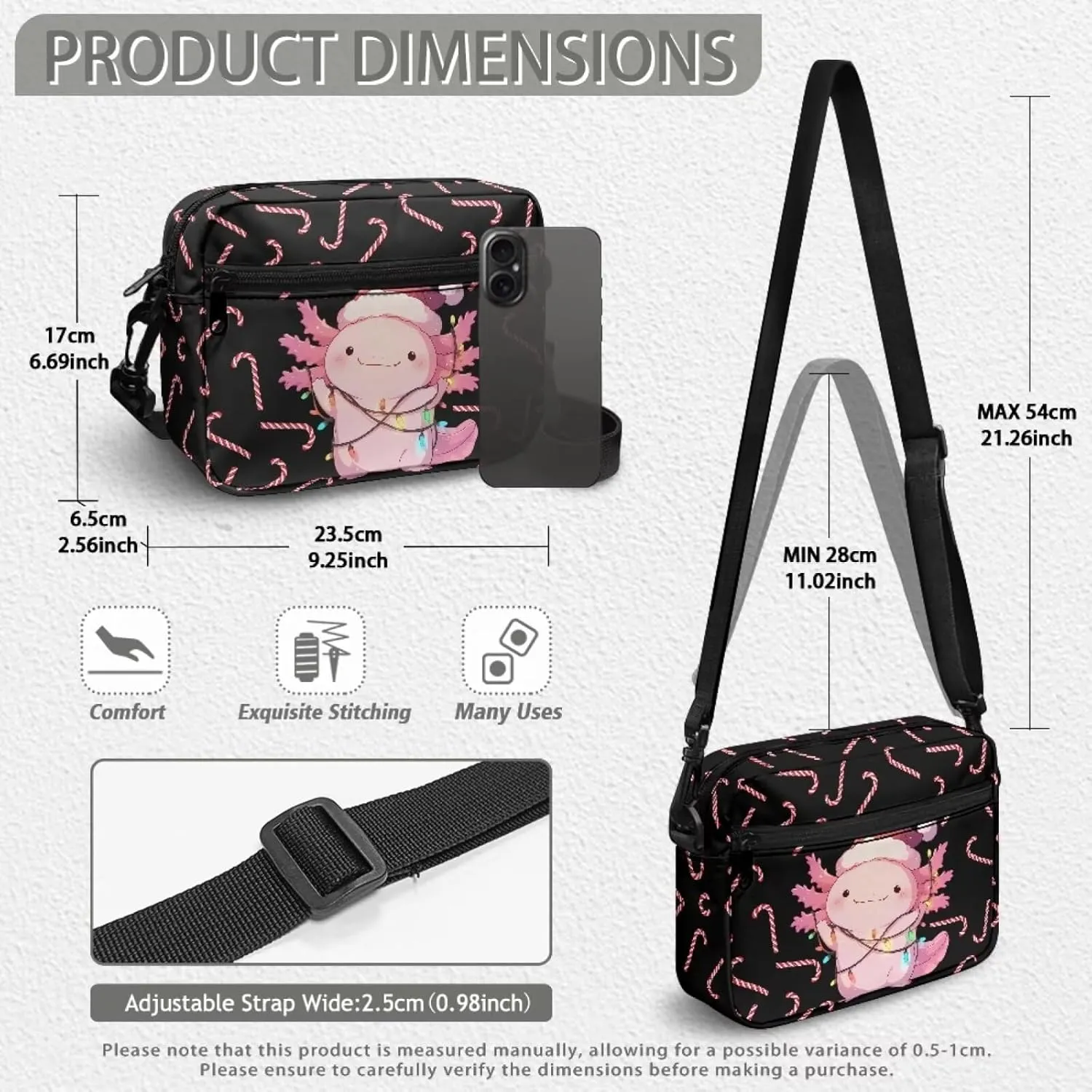 Women Shoulder Handbag Roomy Multiple Pocket Bag Crossbody Purse Fashion Messenger Bag with Adjustable Straps