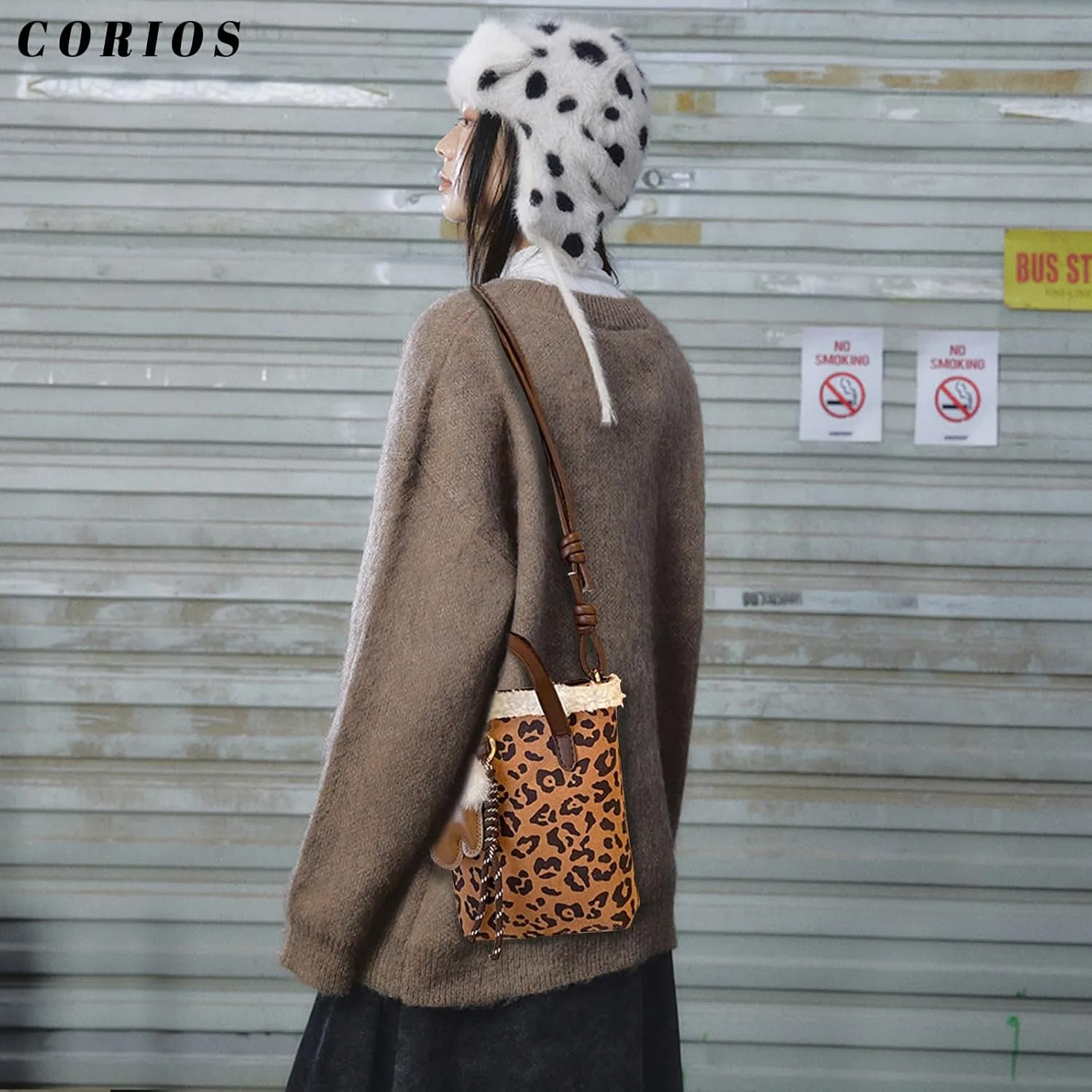 Women Suede Crossbody Bag Handbag with Lamb Wool Vintage Shoulder Bag Soft Plush Top Handle Bag Small Tote Bag