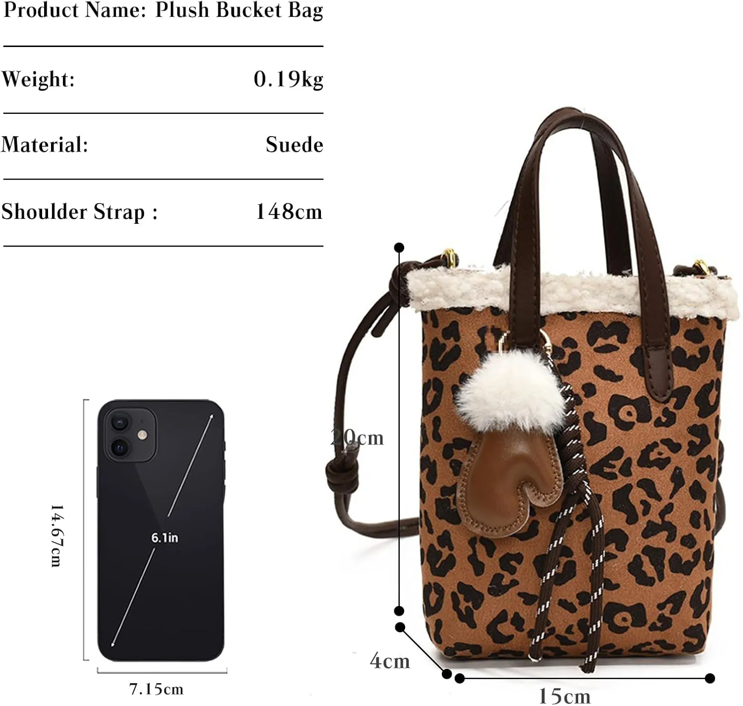Women Suede Crossbody Bag Handbag with Lamb Wool Vintage Shoulder Bag Soft Plush Top Handle Bag Small Tote Bag