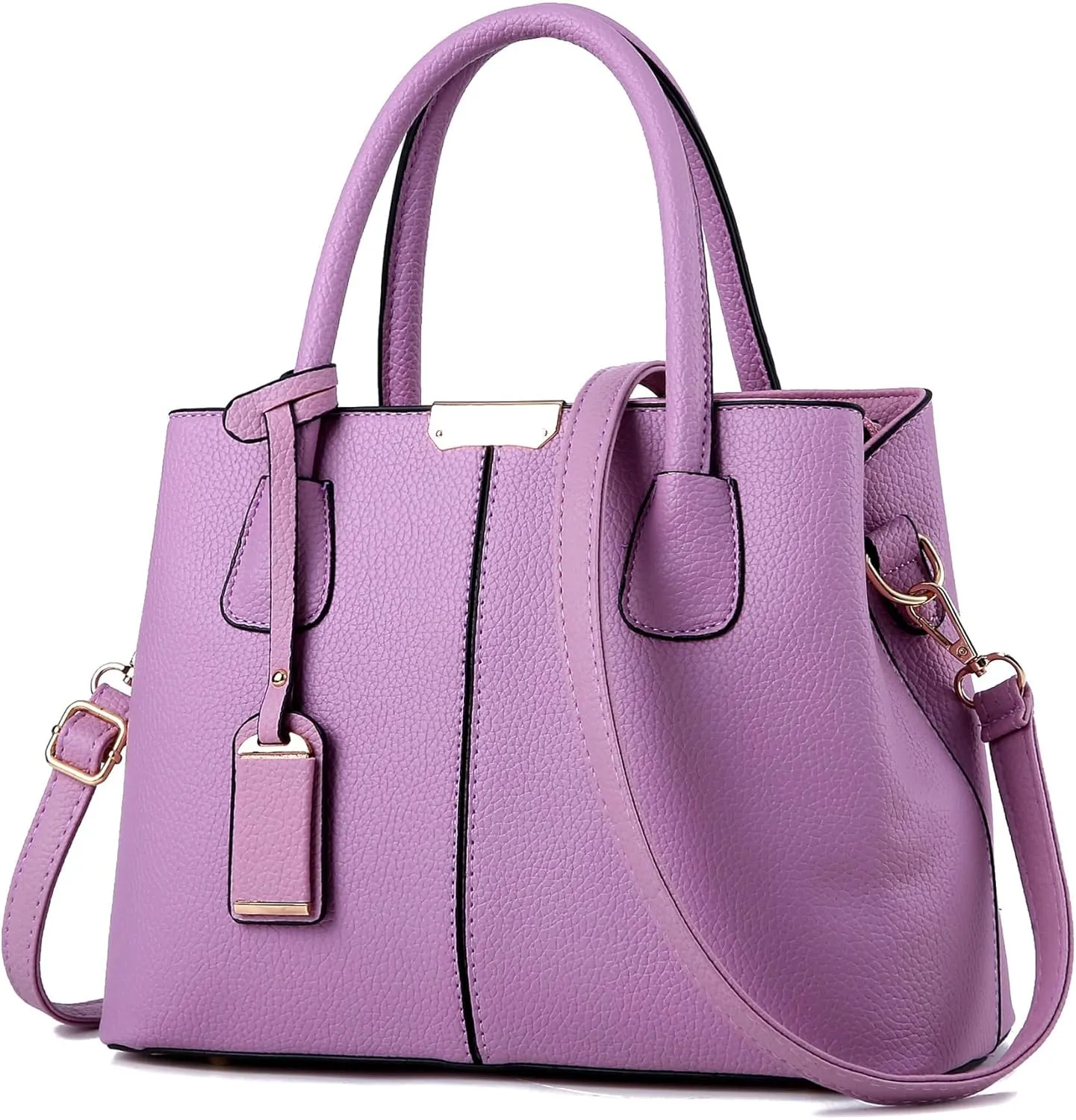 Women Top-Handle Purse Classic Shoulder Bag Synthetic Leather Handbag Shopper Work Crosbody Bag with Shoulder Strap