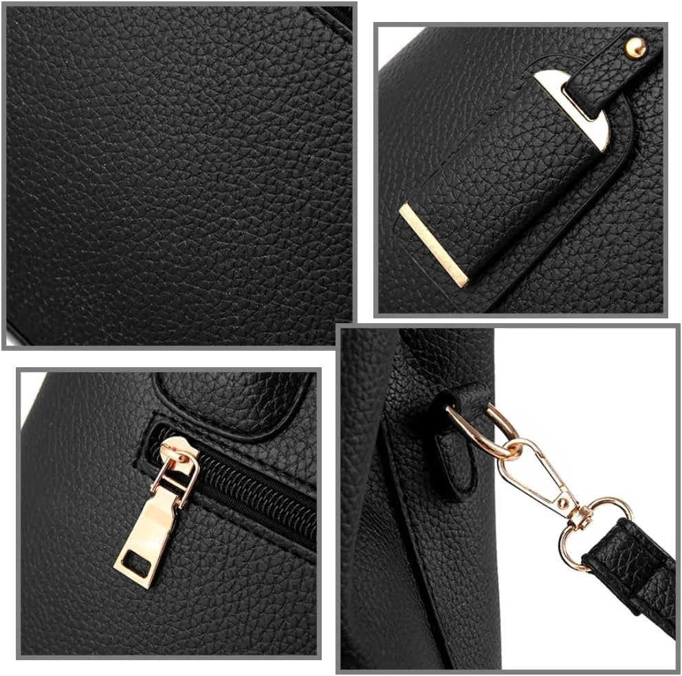 Women Top-Handle Purse Classic Shoulder Bag Synthetic Leather Handbag Shopper Work Crosbody Bag with Shoulder Strap