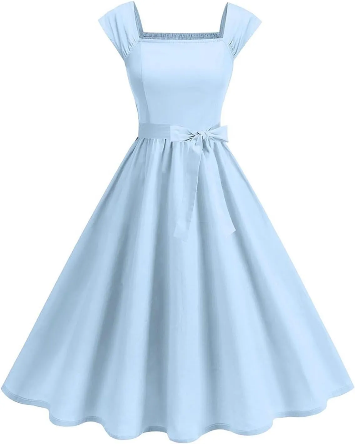 Women Vintage 1950s Rockabilly Audrey Dress Retro Sleeveless A-Line Homecoming Cocktail Party Swing Dresses with Belt