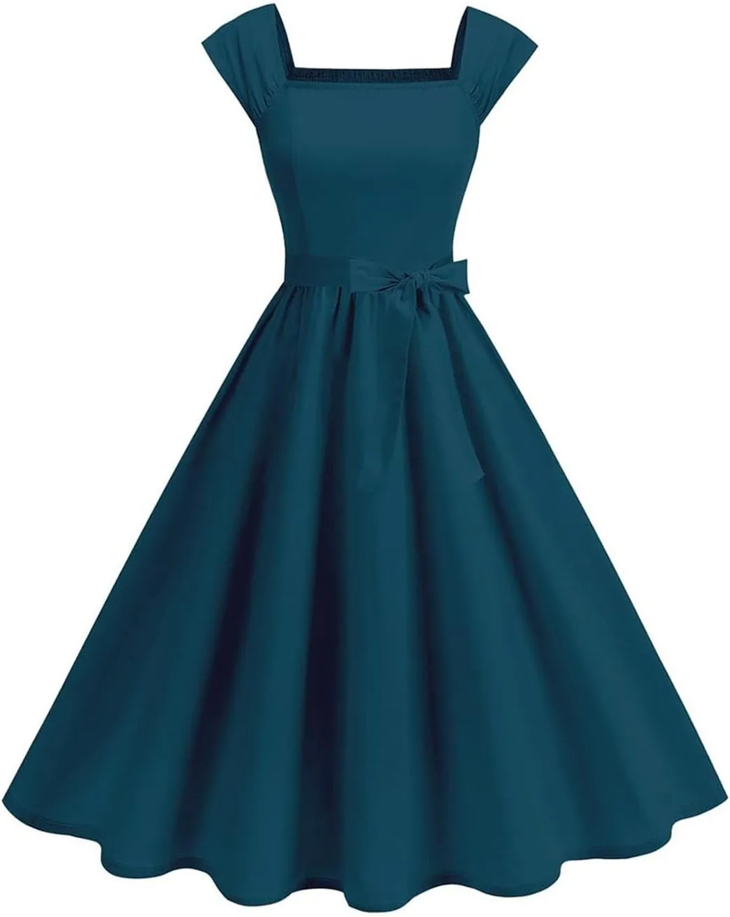 Women Vintage 1950s Rockabilly Audrey Dress Retro Sleeveless A-Line Homecoming Cocktail Party Swing Dresses with Belt