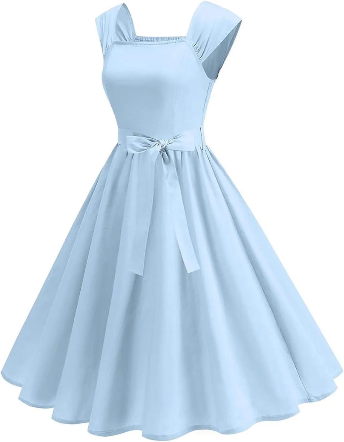 Women Vintage 1950s Rockabilly Audrey Dress Retro Sleeveless A-Line Homecoming Cocktail Party Swing Dresses with Belt