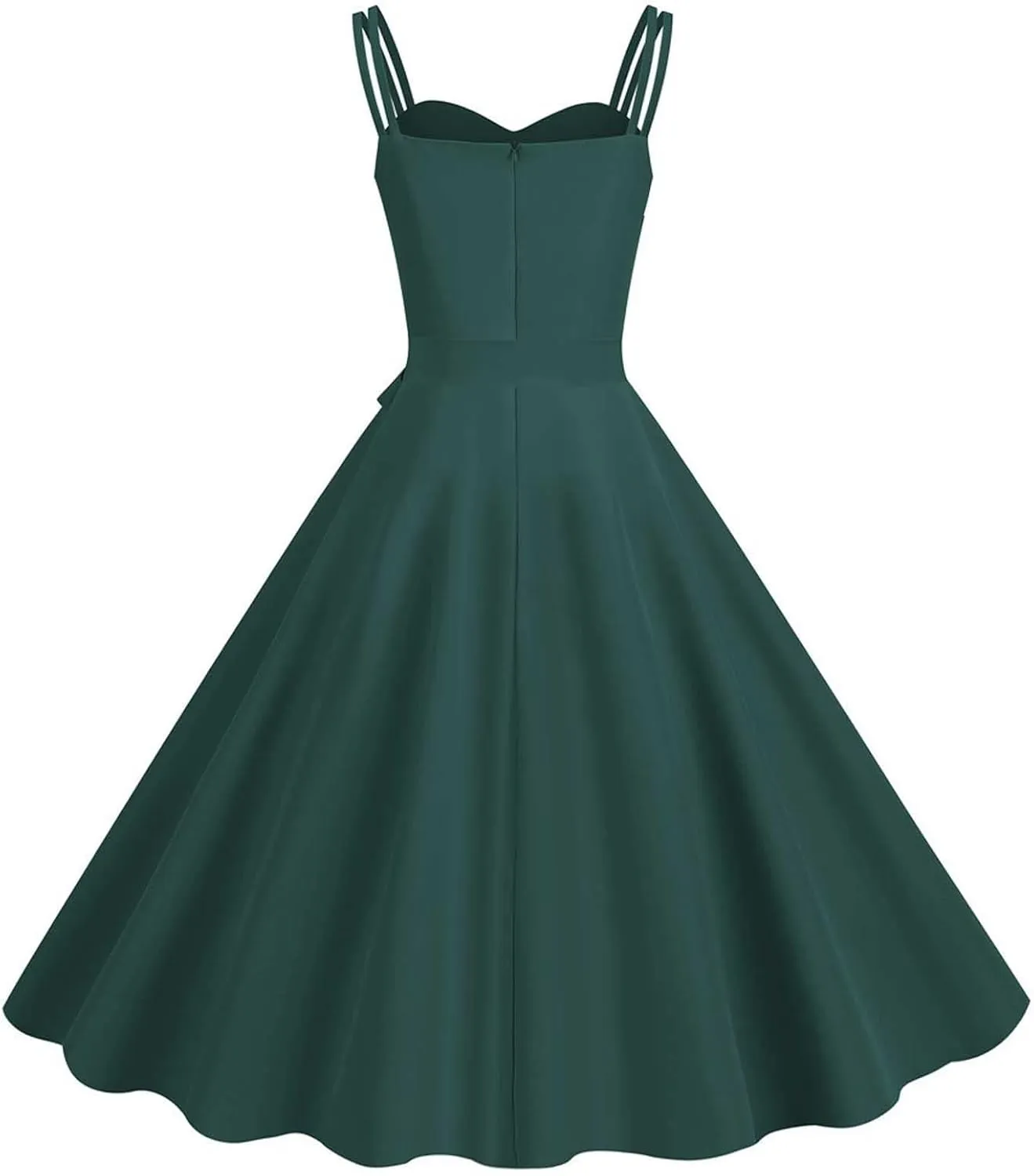 Women Vintage 1950s Rockabilly Sleeveless Spaghetti Strap Audrey Dress Retro Evening Cocktail Swing Dresses with Belt