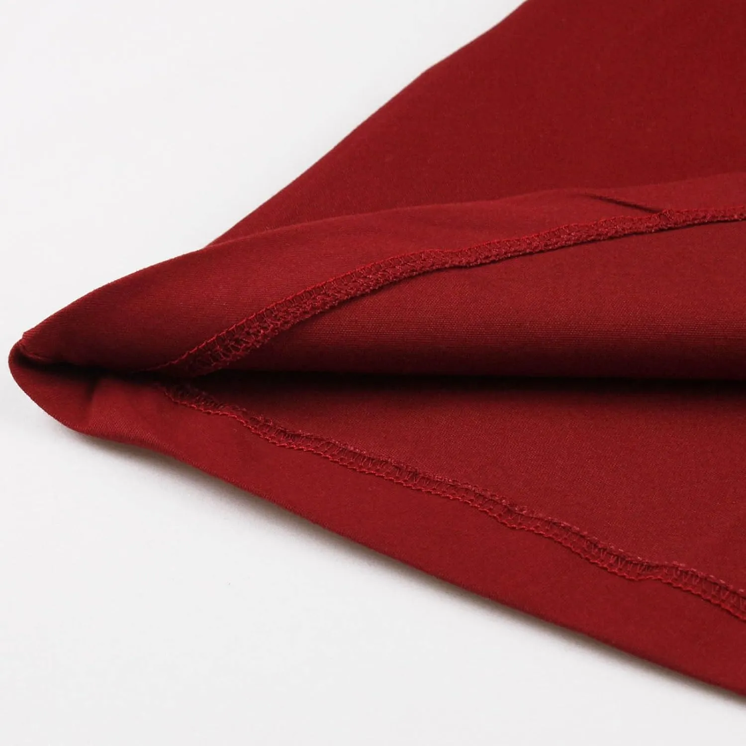 Womens 1950s Burgundy Cocktail Dresses Retro Short Sleeve A Line Swing Dress Bow Mock Neck Elegant Midi Party Dresses