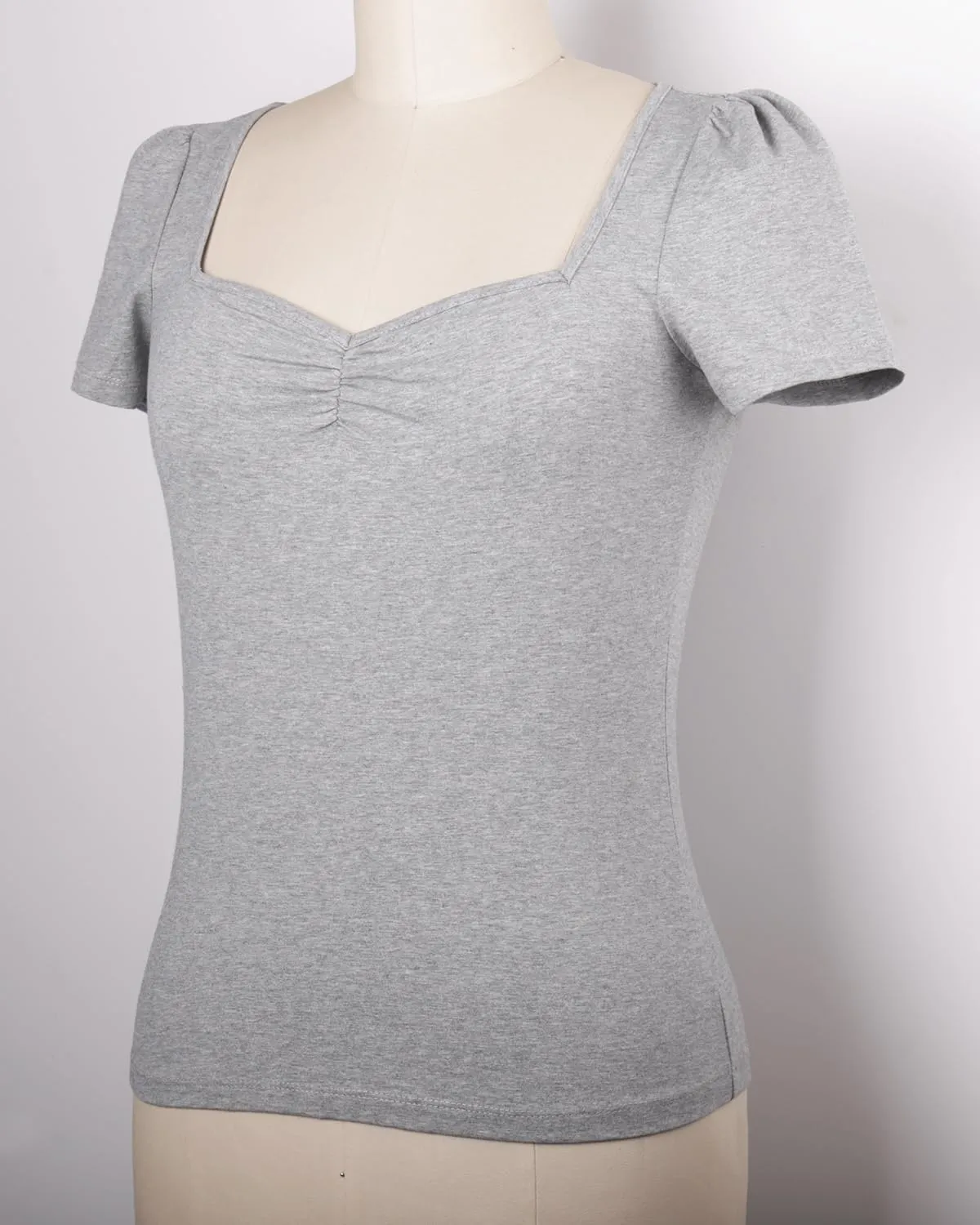 Women's 1950s Rockabilly Tops, Cute Cotton Elastic Vintage Style Knit Shirts, Dressy Casual Soft Blouse for Women