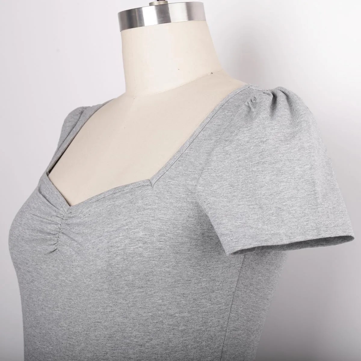 Women's 1950s Rockabilly Tops, Cute Cotton Elastic Vintage Style Knit Shirts, Dressy Casual Soft Blouse for Women